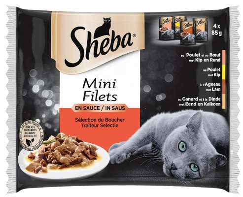 Sachet fraîcheur pour chat sélection du boucher en sauce, Sheba (4 x 85 g)