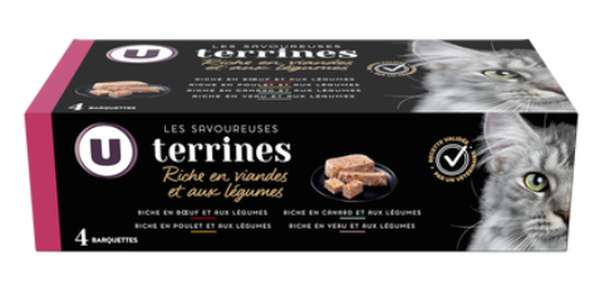Sachets fraîcheur pour chat Les savoureuses terrines riche en viandes& légumes, U (4 x 100 g)