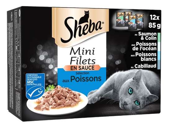 Sachet fraîcheur pour chat sélection au poisson, Sheba (12 x 85 g)
