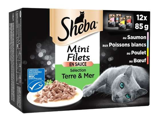 Sachet fraîcheur pour chat sélection Terre et Mer, Sheba (12 x 85 g)