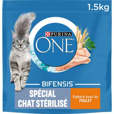 Croquettes pour chat stérilisé au poulet et blé, Purina One (1,5 kg)