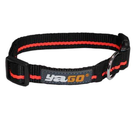 Collier nylon noir/orange S, Aime