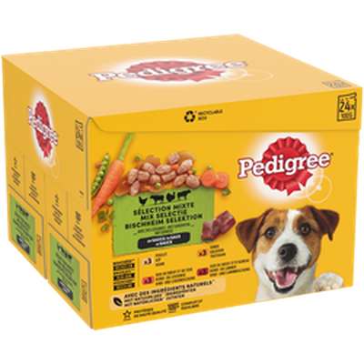 Sachets fraîcheur pour chien adulte sélection mixte en sauce, Pedigree  (24 x 100 g)