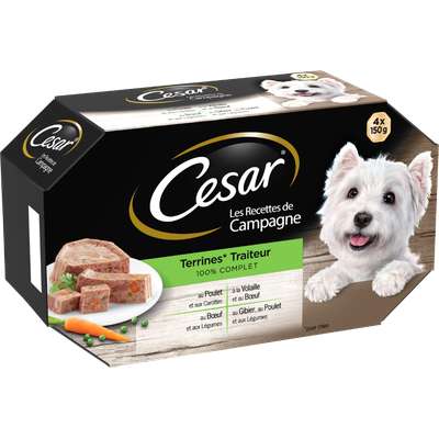 Terrines pour chien Recettes de campagne, Cesar (4 x 150 g)
