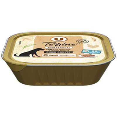 Aliment pour chien terrine sans céréales riche en poulet, U (150 g)