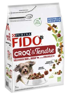 Croquettes croustillantes et bouchées moelleuses pour chiens adultes, Fido (3 kg)