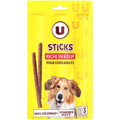 Sticks pour chien riches en bœuf, U (3 x 11 g)