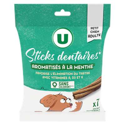 Sticks dentaires pour chien mini adulte aromatisé à la menthe X7, U