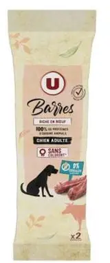 Barres haute nutrition riche en viandes pour chien , U (2 x 20 g)