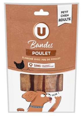Bandes de poulet pour mini chien, U (80 g)