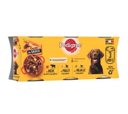 Boîtes pour chien les cuisinés en sauce, Pedigree (3 x 800 g)