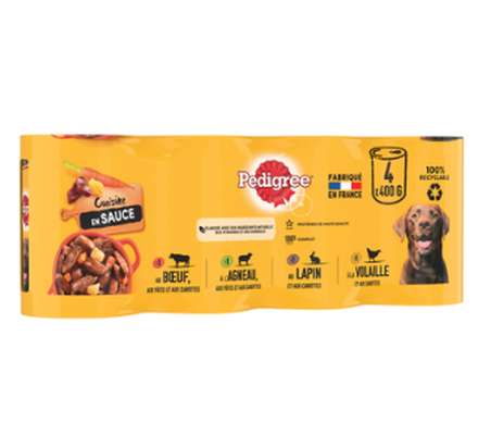 Boîtes pour chien adulte les cuisinés en sauce, Pedigree (4 x 400 g)
