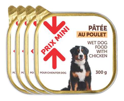 Aliment pour Chien Pâtée au poulet, Prix Mini (Lot de 4 x 300 g)