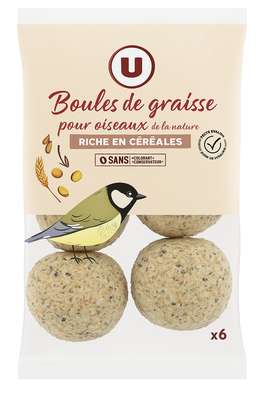 Boules de graisse pour oiseux de la nature, U (x 6, 540 g)