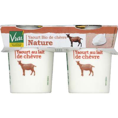 Yaourt Nature de chèvre BIO, Vrai (2 x 125 g)