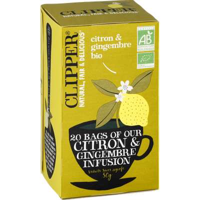 Infusions citron gingembre BIO, Clipper (20 sachets)
