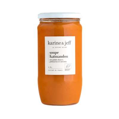 Soupe Katmandou: patates douces, potimarron et curcuma BIO, Karine & Jeff (780 ml)