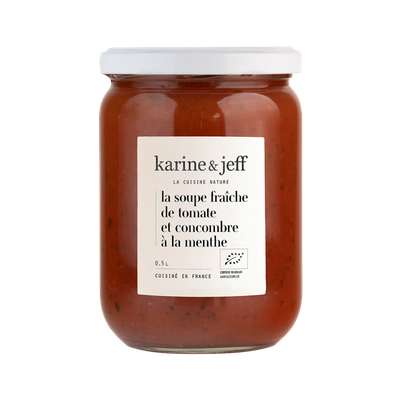 Soupe fraiche de tomate et concombre à la menthe BIO, Karine & Jeff (500 ml)