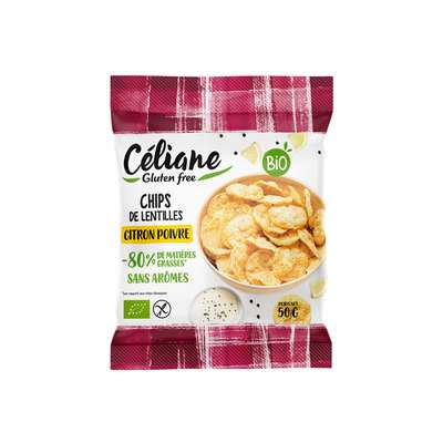 Chips de lentilles citron poivre BIO, Céliane (50 g)