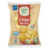 Chips de pomme de terre nature -40% de sel bio, Jardin Bio (125 g)