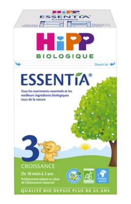 Lait bio Essential de 10 mois à 3 ans, Hipp (600 g)