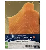 Saumon fumé BIO Irlande ou Ecosse selon arrivage, Fumoir des Vallons (4 tranches, 160 g)