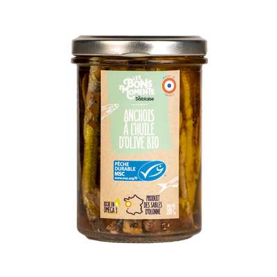 Anchois à l'huile d'olive BIO, Les Bons Moments (120 g)