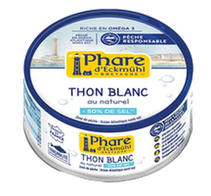 Thon blanc au naturel -50 % de sel, en boîte 1/5 Phare d'Eckmuhl (160 g)