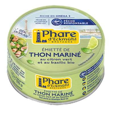 Emietté de thon mariné au citron vert et au basilic, Phare d'Eckmuhl (115 g)