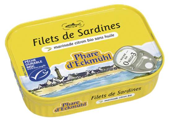 Filets de sardine marinade de citron BIO, en boîte 1/7, Phare d'Eckmuhl (90 g)