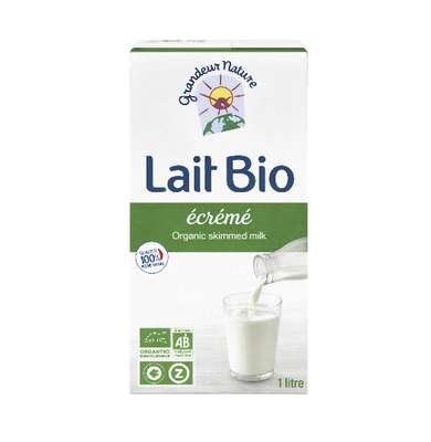 Lait UHT écrémé BIO, Grandeur Nature (1 L)