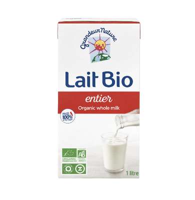 Lait UHT entier BIO, Grandeur Nature (1 L)