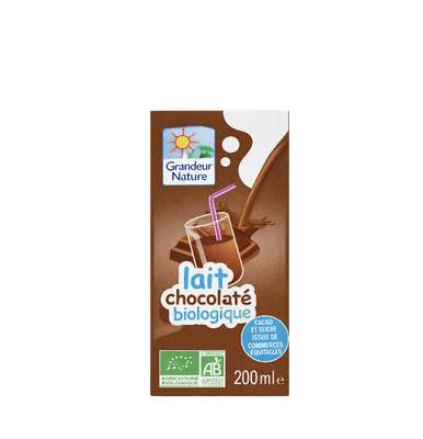 Lait UHT chocolaté BIO en briquette, Grandeur Nature (20 cl)