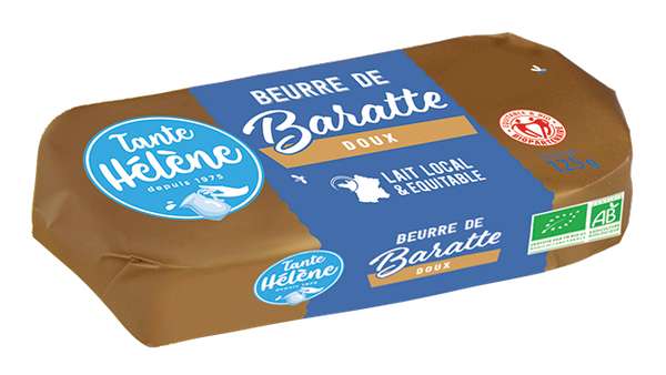 Beurre de baratte moulé doux BIO, Tante Hélène (125 g)