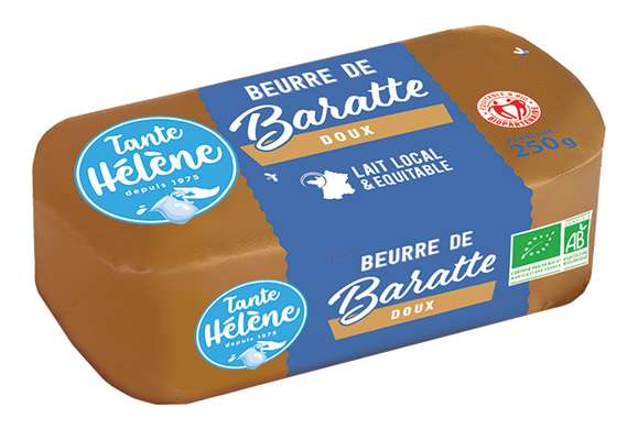 Beurre de baratte moulé doux BIO, Tante Hélène (250 g)