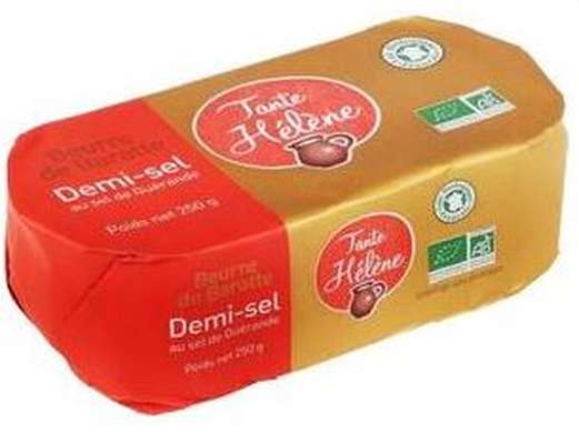 Beurre de baratte moulé demi sel de guérande BIO, Tante Hélène (250 g)