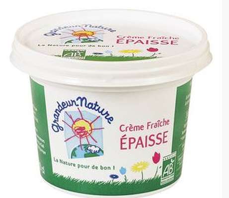 Crème fraîche épaisse 30% MG BIO, Grandeur Nature (20 cl)