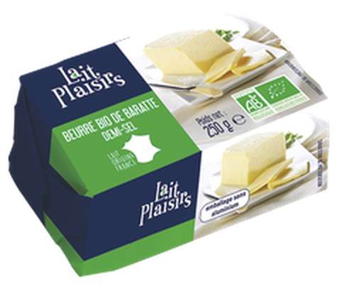 Beurre de baratte moulé demi-sel BIO, Lait Plaisirs (250 g)