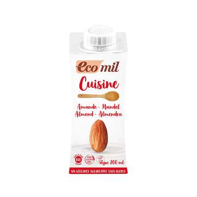 Crème cuisine aux amandes sans sucre BIO, Ecomil (20 cl)
