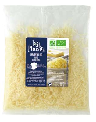 Emmental râpé au lait cru BIO, 31 % MG/PF, Lait Plaisirs (70 g)