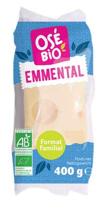 Emmental au lait pasteurisé 29 % MG/PF, Osé Bio (400 g)