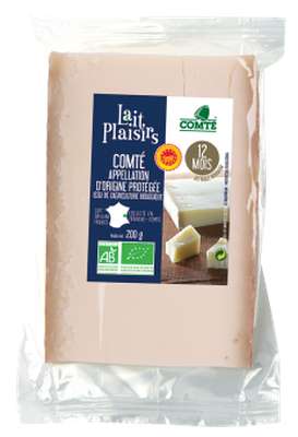 Comté AOP au lait cru BIO, affinage 12 mois, 35 % MG/PF, Lait Plaisirs (200 g)