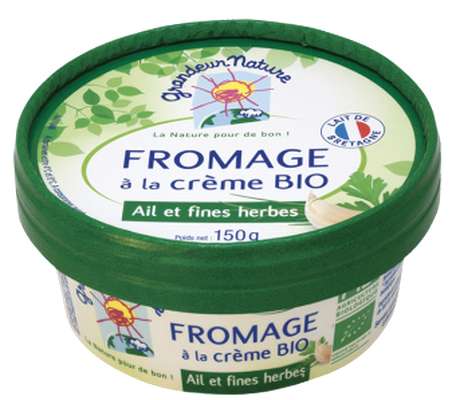 Fromage à la crème ail et fines herbes BIO, 23 % MG/PF, Grandeur Nature (150 g)