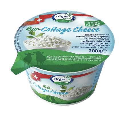 Fromage frais au lait pasteurisé Cottage cheese BIO 3.7 % MG, Zuger (200 g)