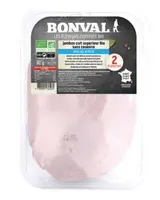 Jambon cuit supérieur découenné et dégraissé sans sel nitrité BIO, Bonval (2 tranches, 90 g)