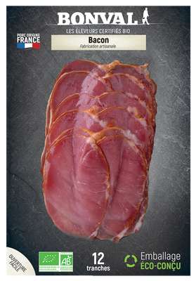 Bacon fumé BIO, Bonval (x 12 tranches, 150 g)