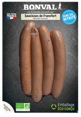 Saucisses de Francfort sans sel nitrité, Bonval (x 4)
