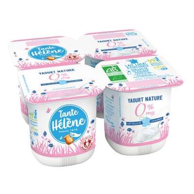 Yaourt nature 0% MG BIO, Tante Hélène (4 x 125 g)