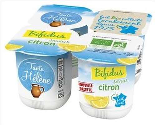 Yaourt bifidus saveur citron BIO, Tante Hélène (4 x 125 g)