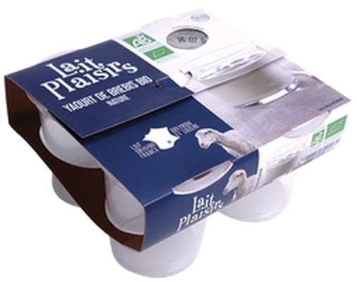 Yaourts natures au lait entier de brebis BIO, Lait Plaisirs (x 4, 420 g)